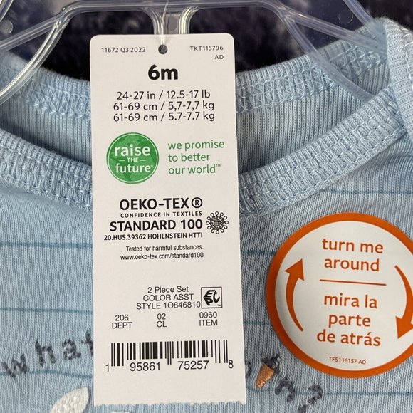 Carter's Just One You 6 Months "What;'s Hoppin" Bunny Blue White Set  2 piece - Picture 4 of 9